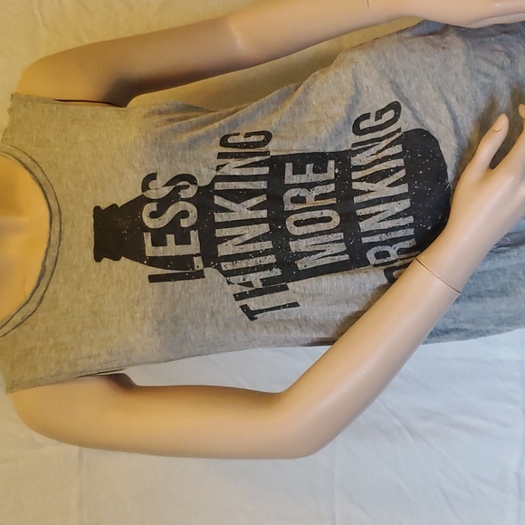 Less Thinking More Drinking Drop Armhole Tank - Picture 1 of 7